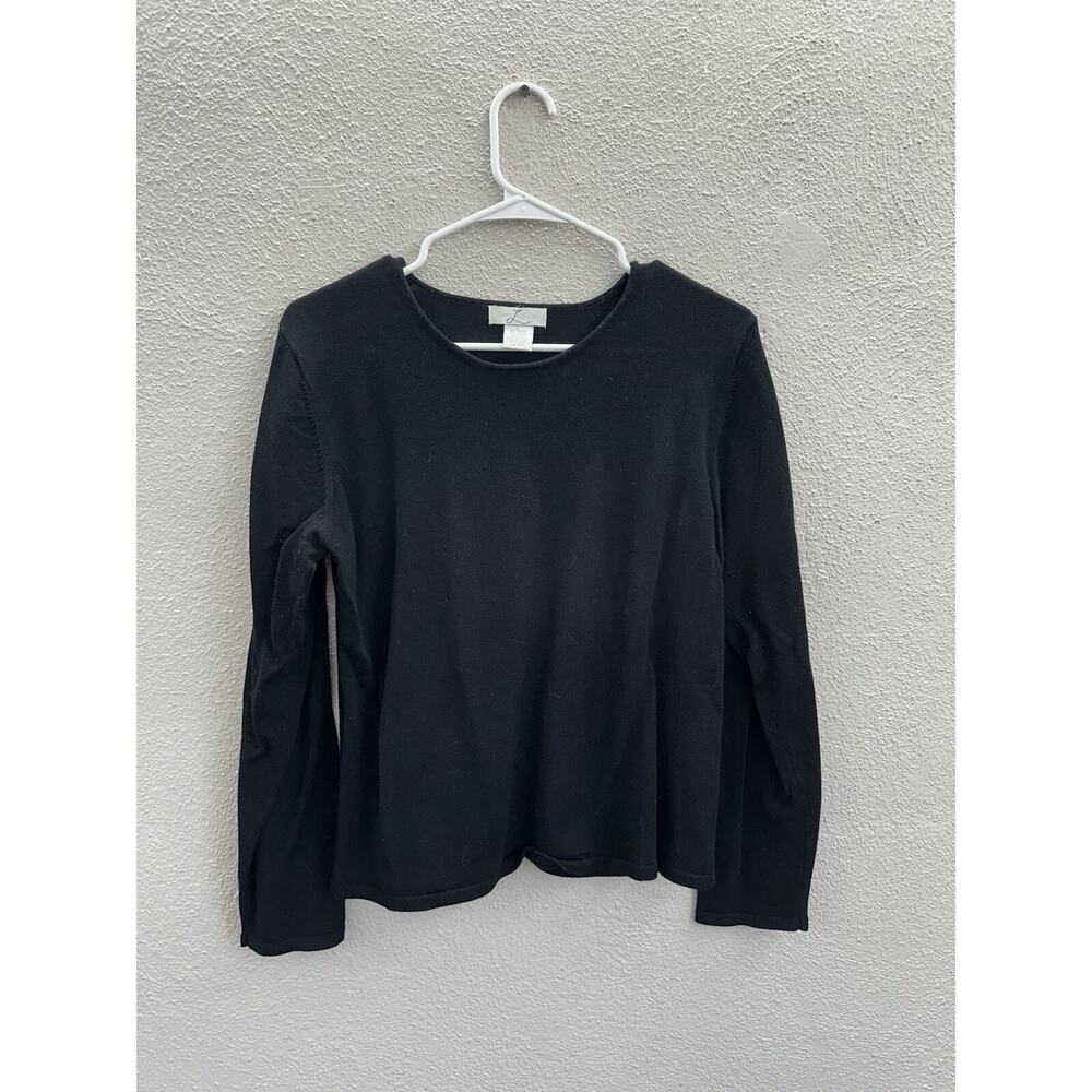 Laura Leigh Ltd Womens Shirt Size Large Black Long Sleeve Round Neck
